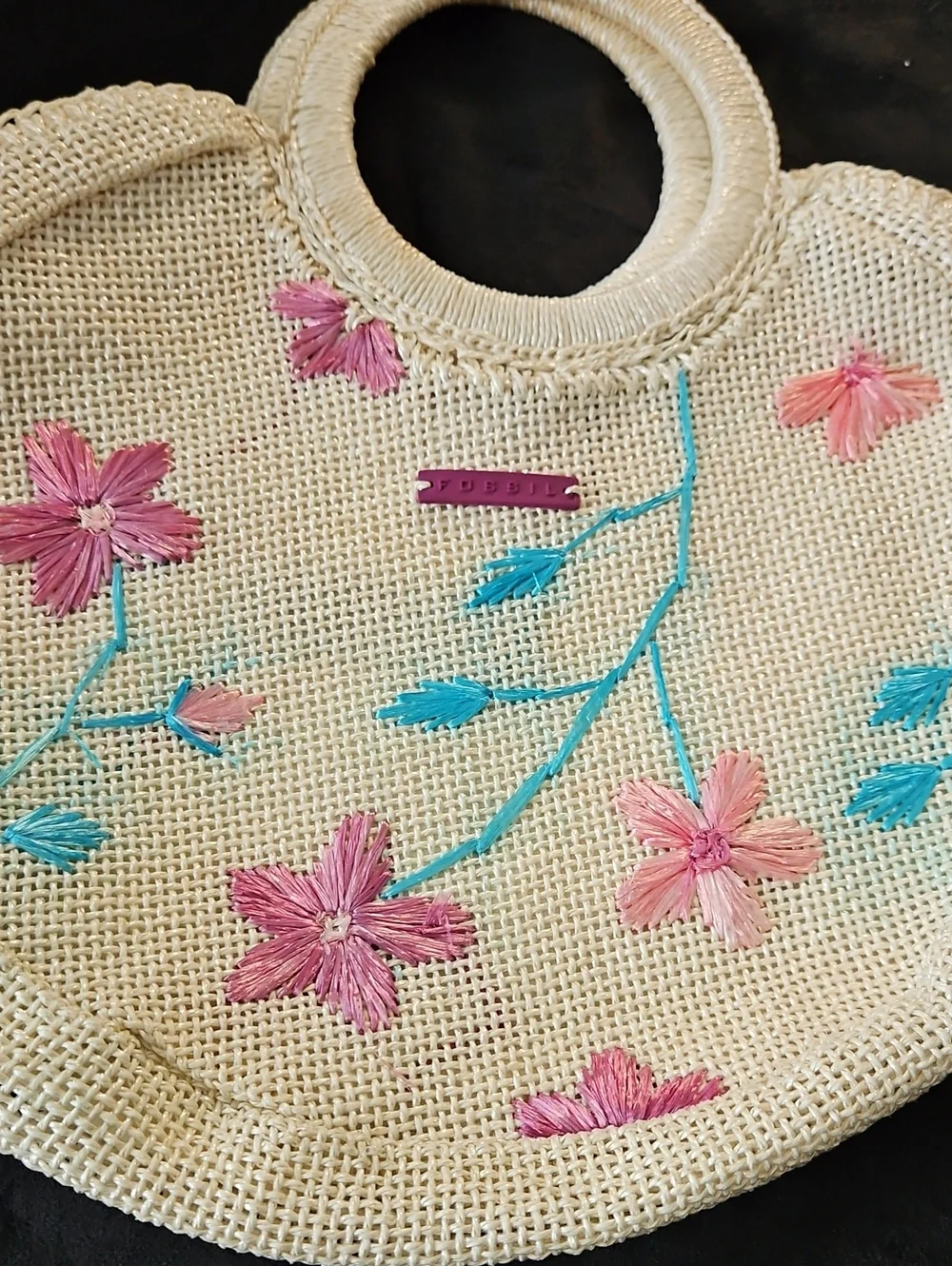 Fossil Woven Wicker Straw Handbag